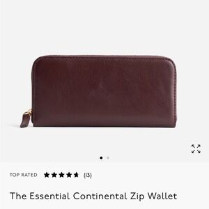 Madewell Essential Continental Zip Wallet in Burgundy NWT
